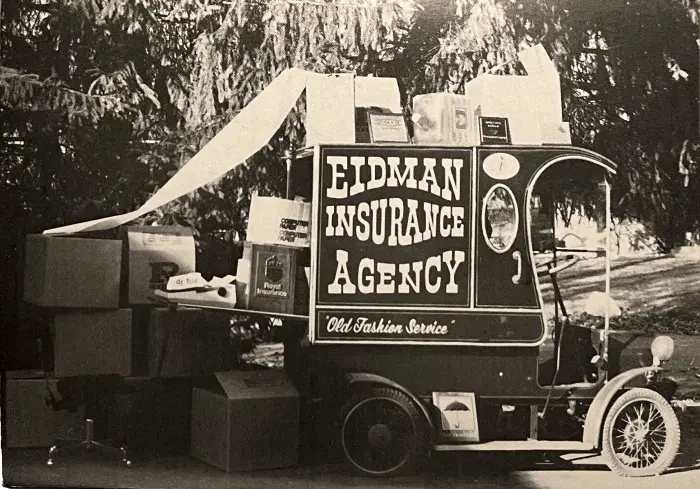 Historic Eidman Insurance Agency truck at an outdoor event
